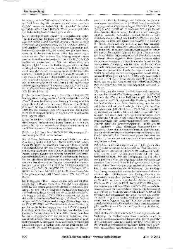 Vorschauseite 2: Rufbereitschaftspauschale - Anzahl der zu vergütenden Tage bei mehrtägiger Rufbereitschaft - „angebrochene Tage Bezirkstarifvertrag für die kommunalen Nahverkehrsbetriebe Baden-Wü…