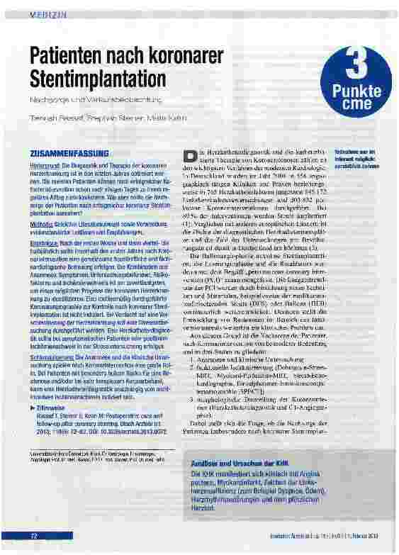 Vorschauseite 1: Patienten nach koronarer Stentimplantation