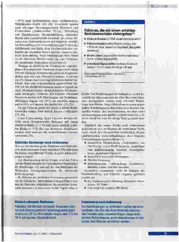 Vorschauseite 4: Patienten nach koronarer Stentimplantation