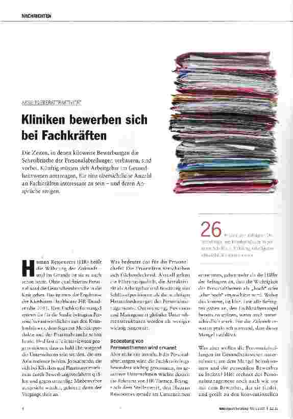 Vorschauseite 1: Kliniken bewerben sich bei Fachkräften