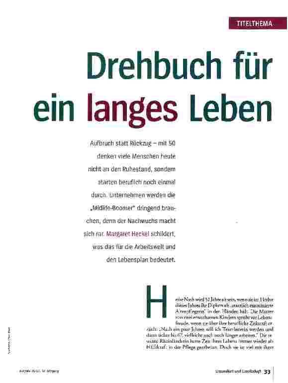 Vorschauseite 2: Drehbuch für ein langes Leben