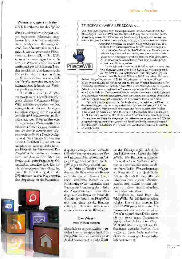 Vorschauseite 2: PFLEGEWIKI IM UNTERRICHT