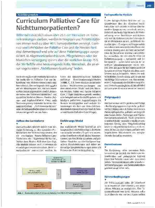Vorschauseite 1: Curriculum Palliative Care für Nichttumorpatienten?