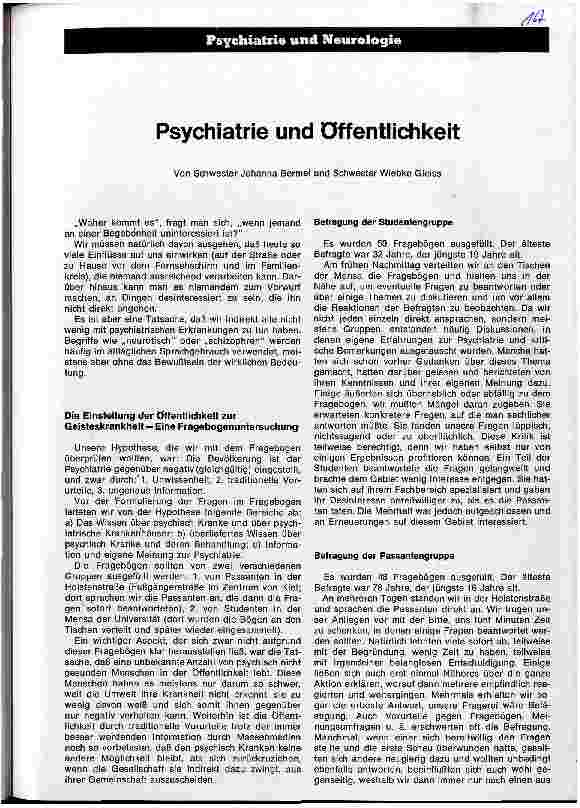 Vorschauseite 1: Psychiatrie und Öffentlichkeit