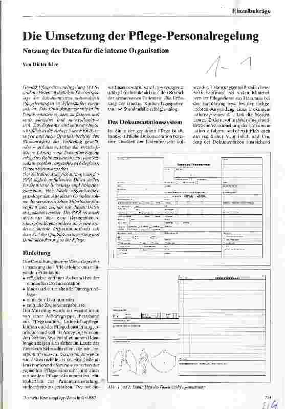 Vorschauseite 1: Die Umsetzung der Pflege-Personalregelung Nutzung der Daten für die interne Organisation