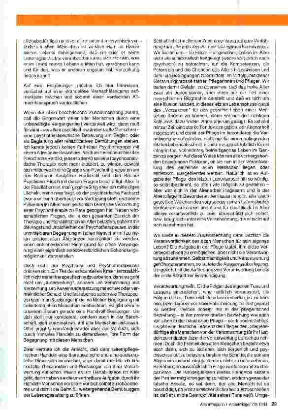 Vorschauseite 4: Alt - gebrechlich - verwirrt - und doch Herr im Hause meines Lebens Zur rehabilitativen Pflege aus anthropologischer und psychologischer Sicht