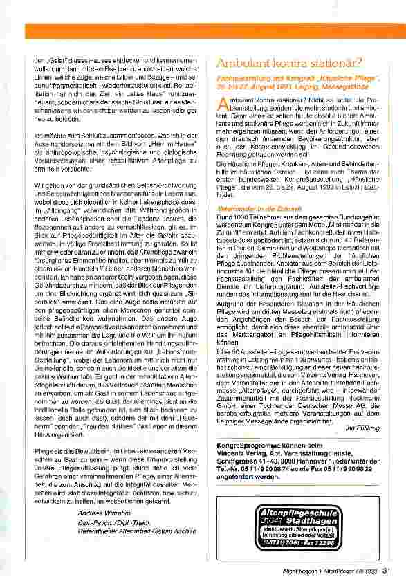 Vorschauseite 6: Alt - gebrechlich - verwirrt - und doch Herr im Hause meines Lebens Zur rehabilitativen Pflege aus anthropologischer und psychologischer Sicht
