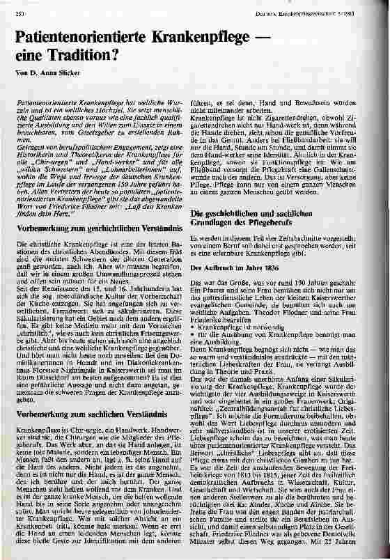 Vorschauseite 1: Patientenorientierte Krankenpflege - eine Tradition