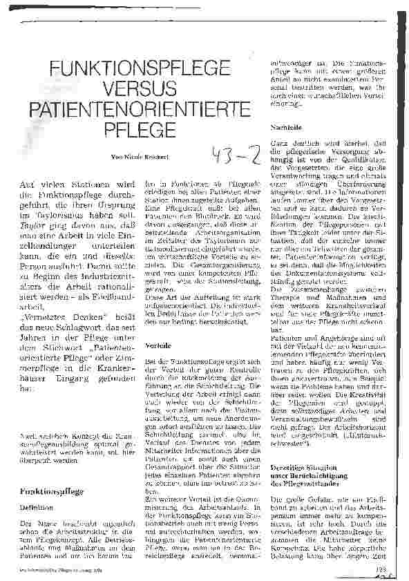 Vorschauseite 1: Funktionspflege versus Patientenorientierte Pflege