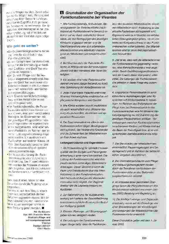 Vorschauseite 5: Erfolg nur in neuen Strukturen Vivantes: Funktionsdienste jetzt in ärztlicher Verantwortung