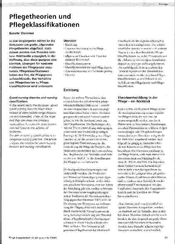 Vorschauseite 1: Pflegetheorien und Pflegeklassifikationen
