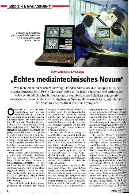 Vorschauseite 1: Echtes medizinisches Novum Navigations-Systeme