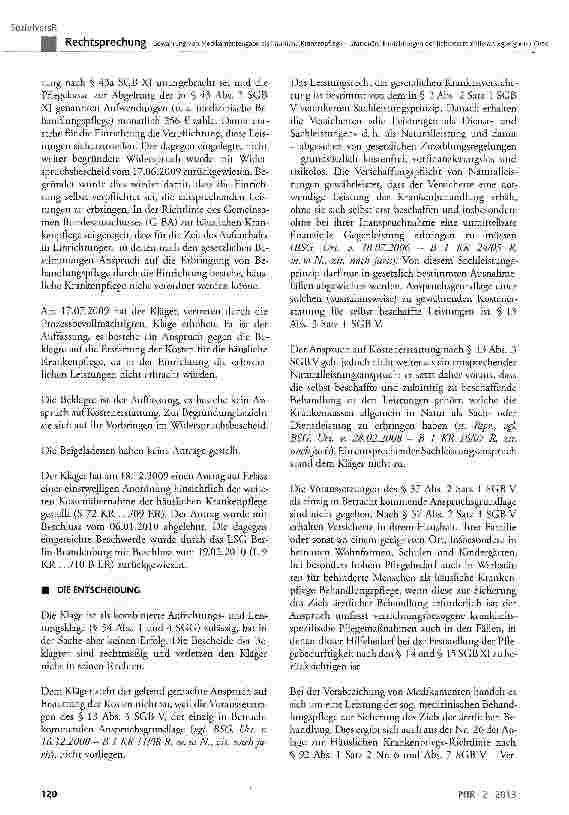 Vorschauseite 3: Gewährung von Medikamentengabe als häusliche Krankenpflege - Stationäre Einrichtungen der Behindertenhilfe als »geeigneter Ort«