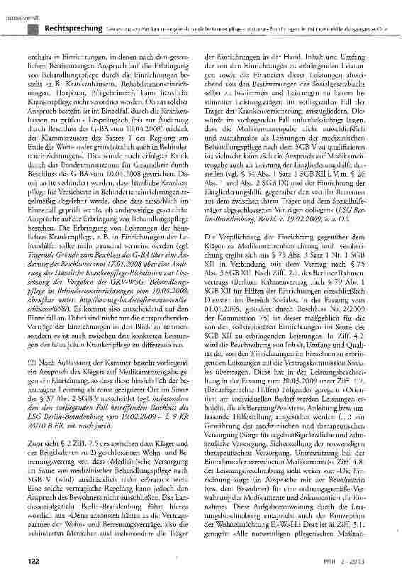 Vorschauseite 5: Gewährung von Medikamentengabe als häusliche Krankenpflege - Stationäre Einrichtungen der Behindertenhilfe als »geeigneter Ort«
