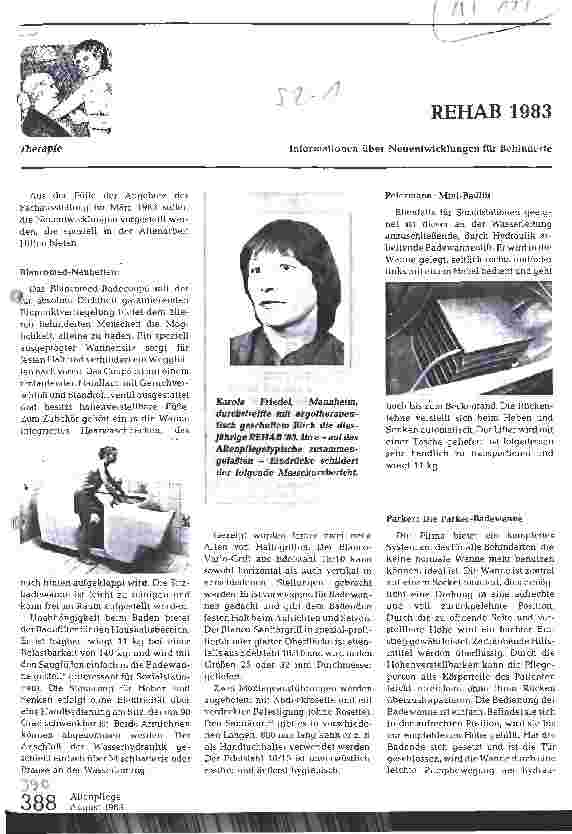 Vorschauseite 1: REHAB 1983 Informationen über Neuentwicklungen für Behinderte