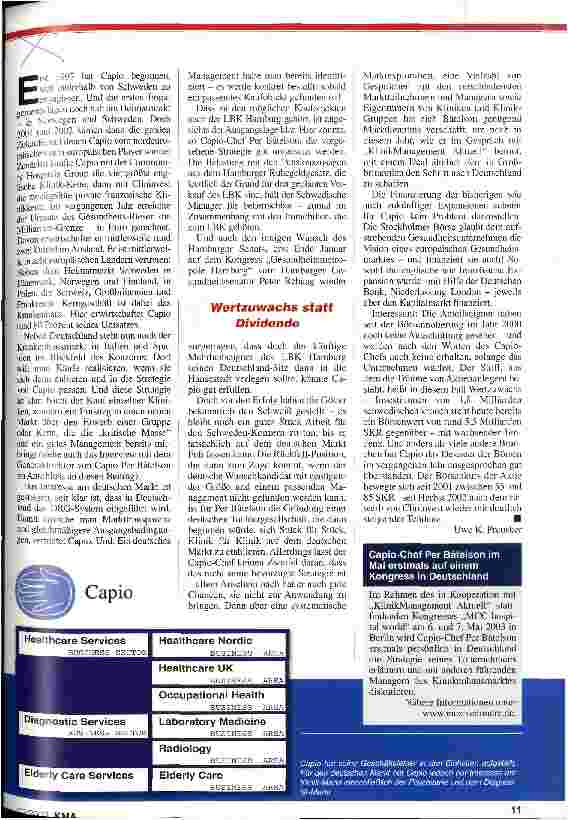 Vorschauseite 2: Deutscher und europäischer Klinik-Markt: Capio kommt!