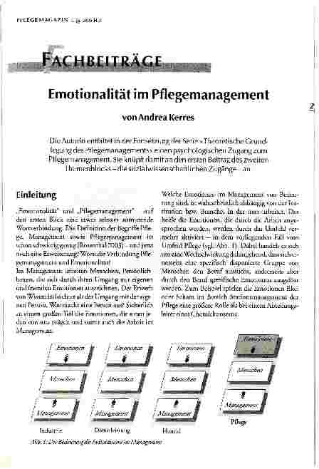 Vorschauseite 1: Emotionalität im Pflegemanagement
