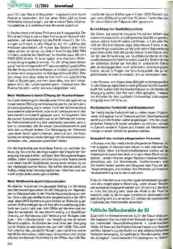 Vorschauseite 2: Gleiche Zukunft für alle Krankenhäuser in Europa? Entwicklungstendenzen in den EU-Ländern