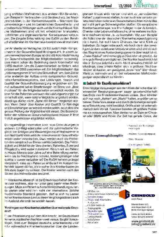 Vorschauseite 3: Gleiche Zukunft für alle Krankenhäuser in Europa? Entwicklungstendenzen in den EU-Ländern