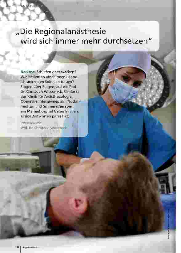 Vorschauseite 1: Die Regionalanästhesie wird sich immer mehr durchsetzen