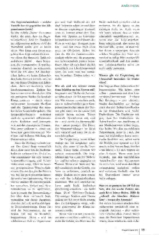 Vorschauseite 2: Die Regionalanästhesie wird sich immer mehr durchsetzen