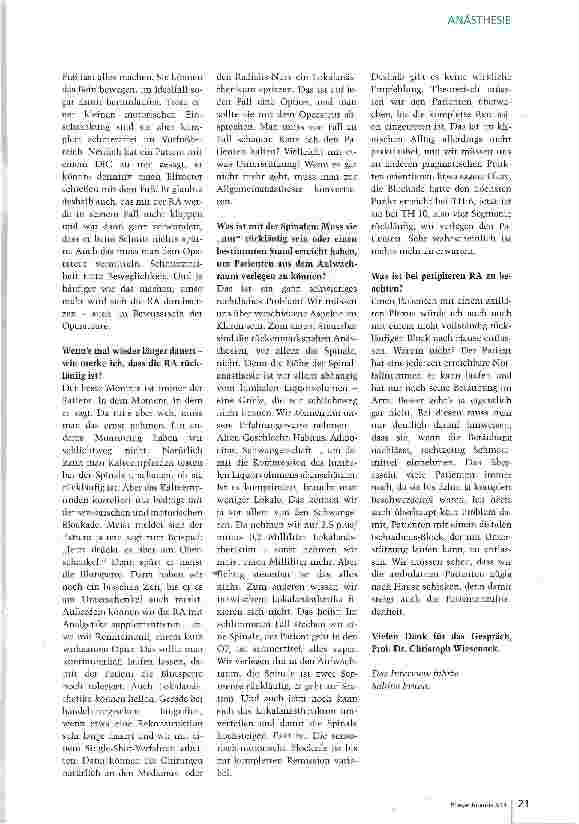 Vorschauseite 4: Die Regionalanästhesie wird sich immer mehr durchsetzen