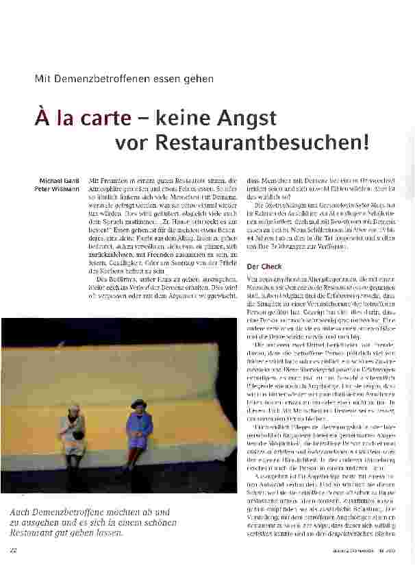 Vorschauseite 1: A la carte - keine Angst vor Restaurantbesuchen!