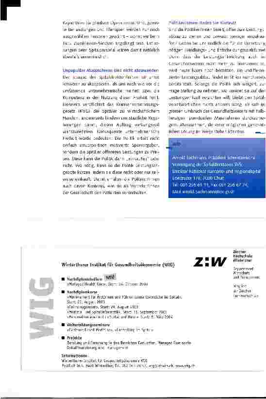 Vorschauseite 2: Spardruck - Leistungsdruck: Spitaldirektor/innen mogeln sich durch