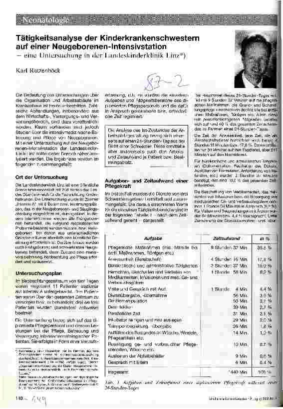 Vorschauseite 1: Tätigkeitsanalyse der Kinderkrankenschwestern auf einer Neugeborenen-Intensivstation in der Landesklinik Linz