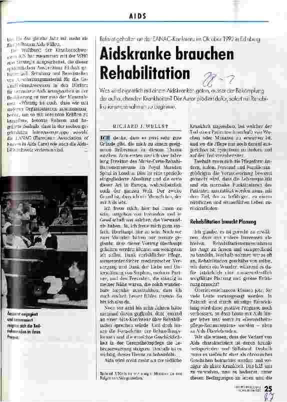 Vorschauseite 1: AIDSkranke brauchen Rehabilitation Referat, ENAC-Konferenz,10/92,Edinburg
