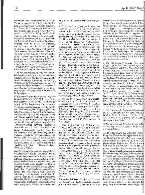 Vorschauseite 2: Verfassungsrechtliche Voraussetzungen für die Anordnung der sofortigen Vollziehbarkeit des Widerrrufs der Approbation BVerfG, Beschluss vom 24. Oktober 2003