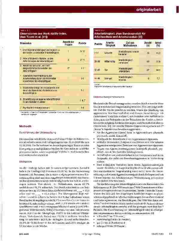Vorschauseite 3: Zusammenhang zwischen Aggression der Bewohner und Arbeitsfähigkeit des Personals in geriatrischen, nichtpsychiatrischen und nichtklinischen Einrichtungen