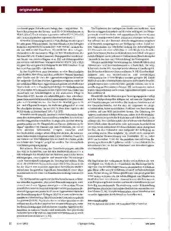 Vorschauseite 6: Zusammenhang zwischen Aggression der Bewohner und Arbeitsfähigkeit des Personals in geriatrischen, nichtpsychiatrischen und nichtklinischen Einrichtungen