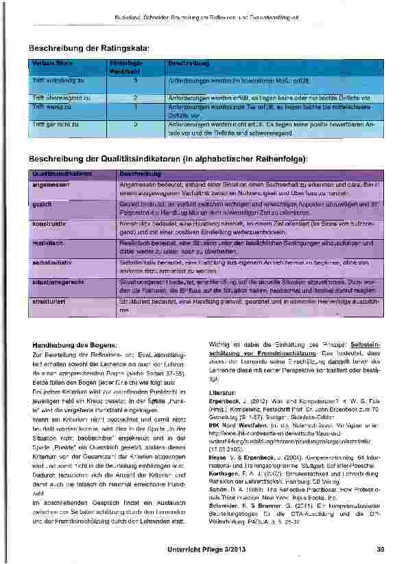 Vorschauseite 4: Beurteilung der Reflexionsund Evaluationsfähigkeit
