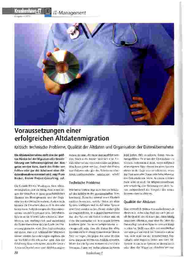 Vorschauseite 1: Voraussetzungen einer erfolgreichen Altdatenmigration