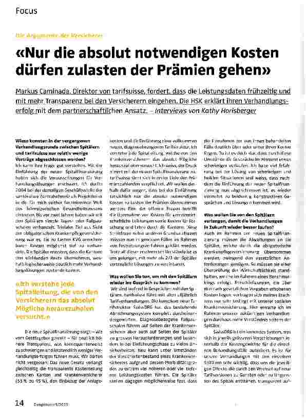 Vorschauseite 1: Nur die absolut notwendigen Kosten dürfen zulasten der Prämien gehen