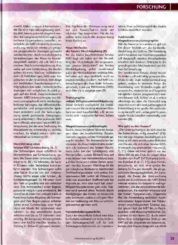 Vorschauseite 2: Fetale Magnetresonanztomographie: bald schon Routine?