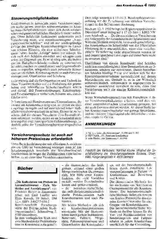 Vorschauseite 4: Der Krankenhaus-Versicherungsmarkt in einer Schadenu. Preisspirale? Ursachen, Tendenzen und Steuerungsmöglichkeiten