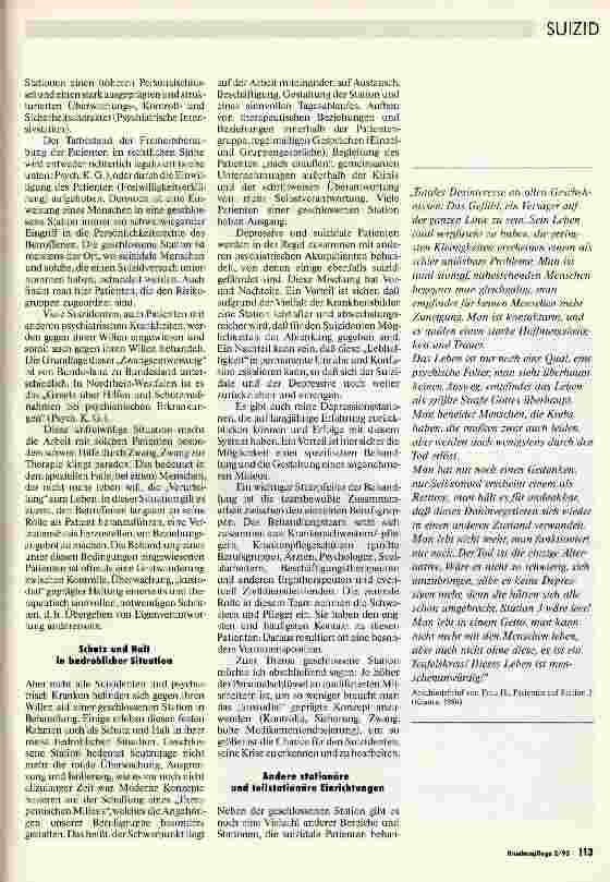 Vorschauseite 2: Suizidversuch - Suizid - Prävention Aus der Sicht der Krankenpflege - Teil II und Schluß