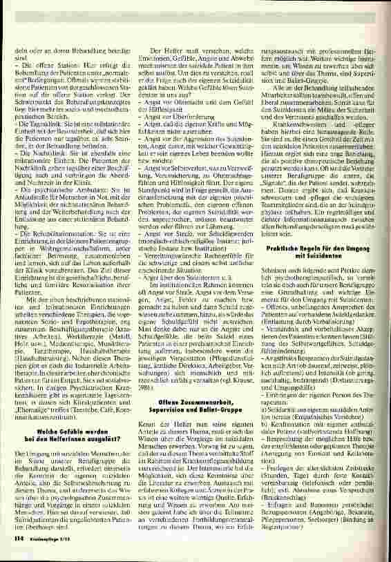 Vorschauseite 3: Suizidversuch - Suizid - Prävention Aus der Sicht der Krankenpflege - Teil II und Schluß