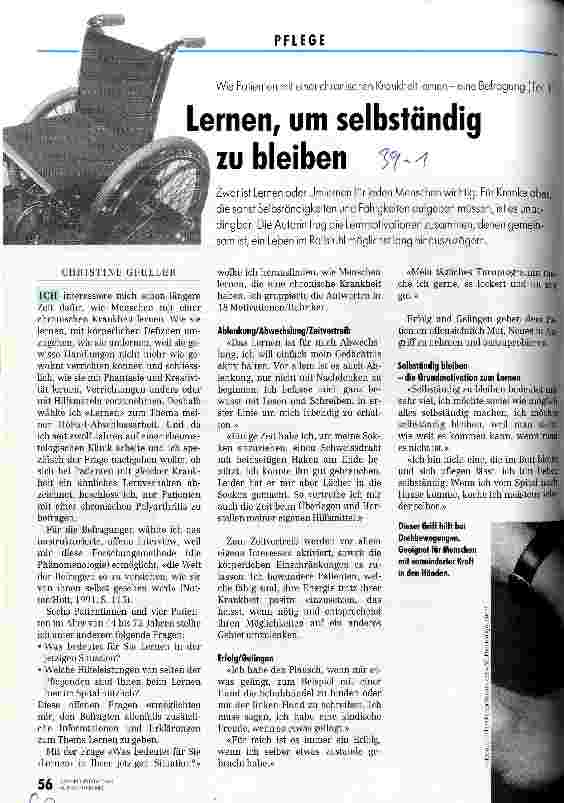 Vorschauseite 1: Lernen, um selbständig zu bleiben Wie Patienten mit einer chron. Krankheit lernen - Befragung (Teil 1)