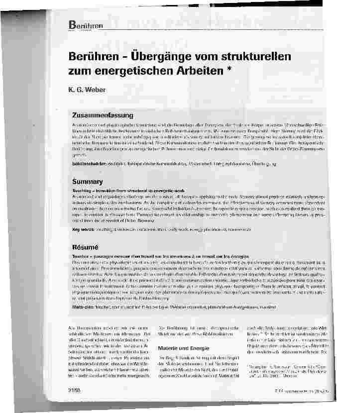 Vorschauseite 1: Berühren - Übergänge vom strukturellen zum energetischen Arbeiten