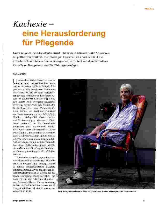 Vorschauseite 1: Kachexie -eine Herausforderung für Pflegende