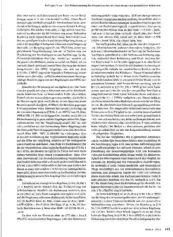Vorschauseite 2: Zur Mitbestimmung des Personalrats bei der Einstellung einer persönlichen Referentin des Ärztlichen Direktors und Vorstandsvorsitzenden eines Universitätsklinikums