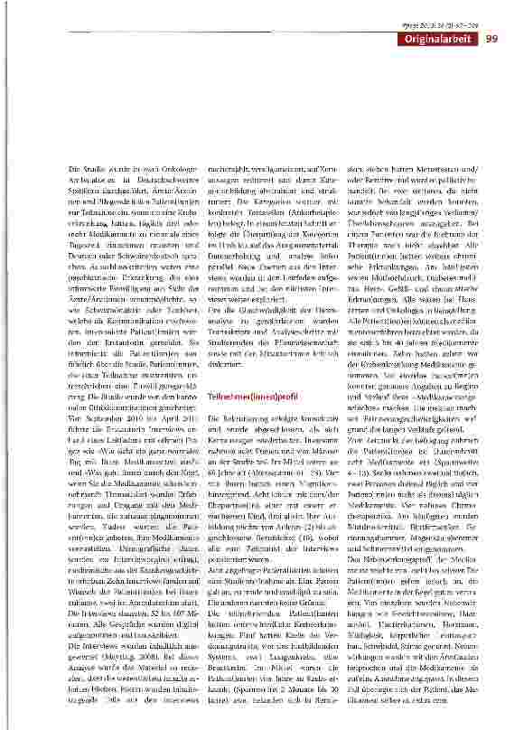 Vorschauseite 3: Leben mit einer Vielzahl von Medikamenten: Eine qualitative Studie zu Erfahrungen von Patient(inn)en mit Krebs