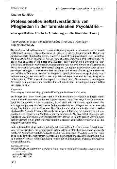 Vorschauseite 1: Professionelles Selbstverständnis von Pflegenden in der forensischen Psychiatrie
