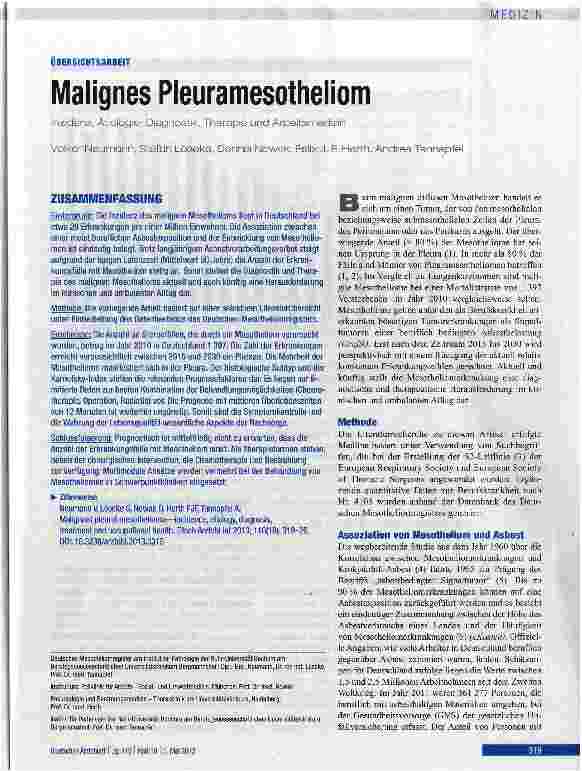 Vorschauseite 1: Malignes Pleuramesotheliom