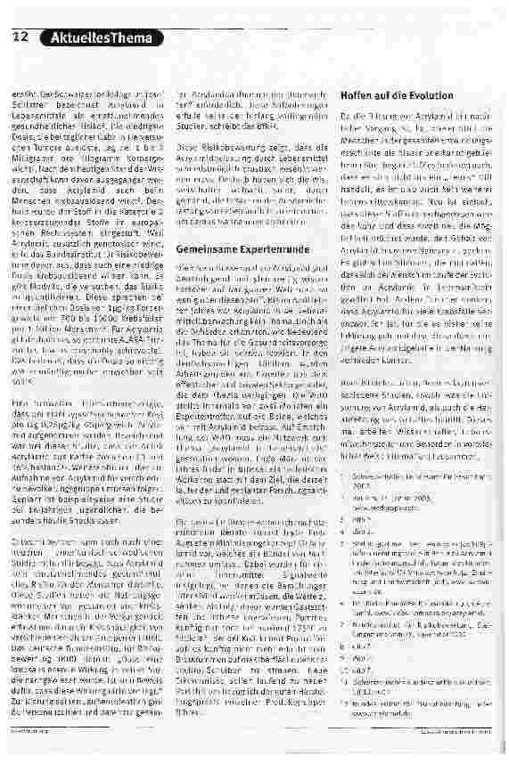 Vorschauseite 3: Acrylamid - Ein altes Gift neu entdecktEntstehung und Wirkung von Acrylamid wird intensiv erforscht