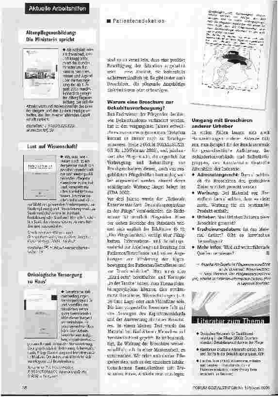 Vorschauseite 3: Angehörige informieren, schulen und beraten Adressatengerecht aufbereitet: Materialien zur Vorbeugung von Druckgeschwüren