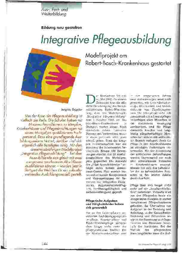 Vorschauseite 1: Integrative Pflegeausbildung